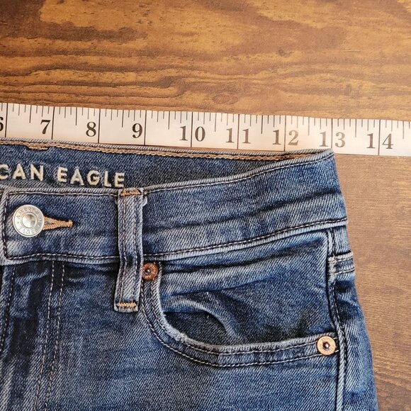 American Eagle Jeans 0 R Skinny 90's Mid Rise Medium Dark Wash Stretch Denim - Picture 7 of 12